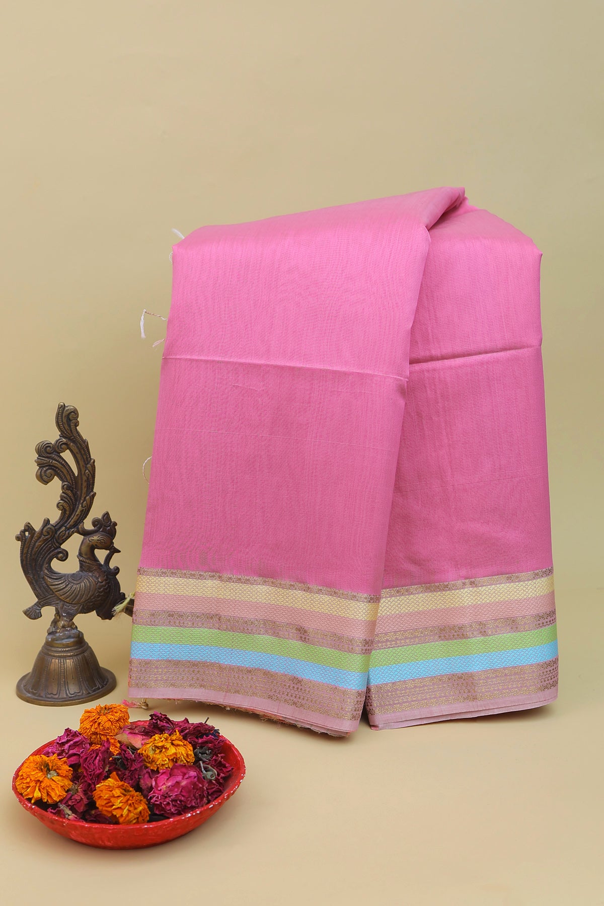 Chanderi Sico Baby Pink Saree