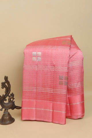 Designer Matka Silk Peach Saree