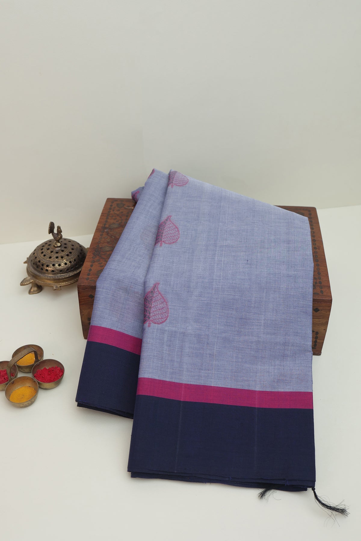 Kanchi Cotton Powder Blue Saree