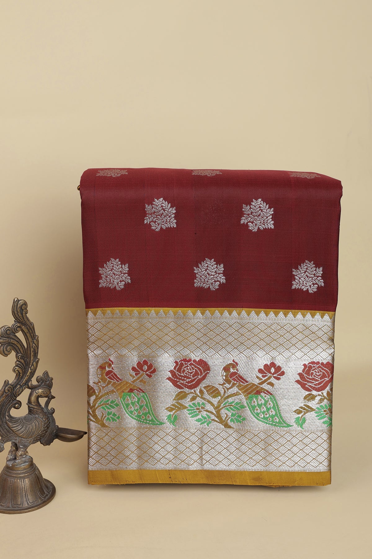 Venkatagiri Silk Maroon Saree