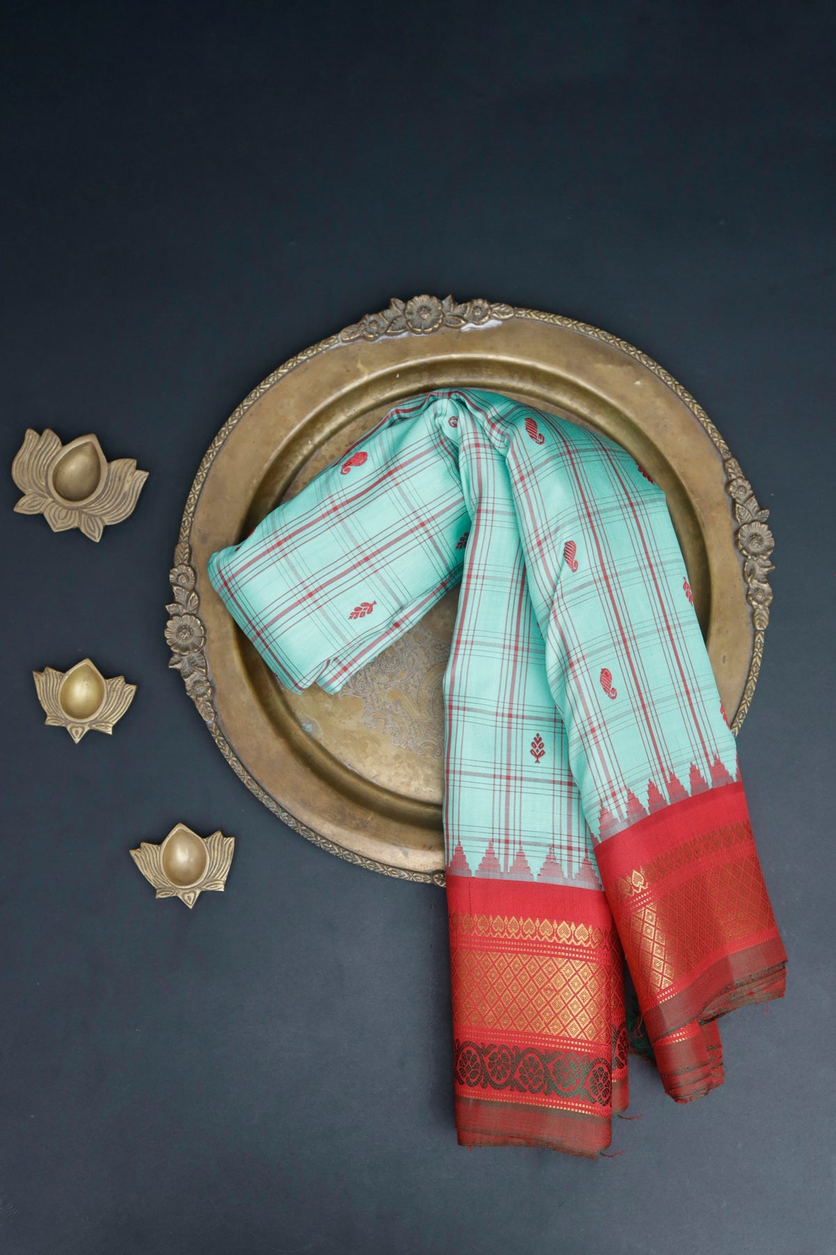 Gadwal Silk Sky Blue Saree