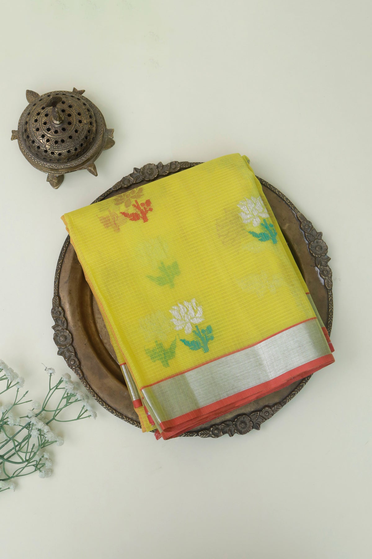 Zari Kota Cotton Yellow Saree