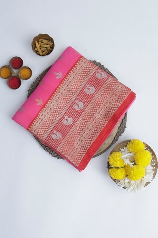 Venkatagiri Silk Pink Saree