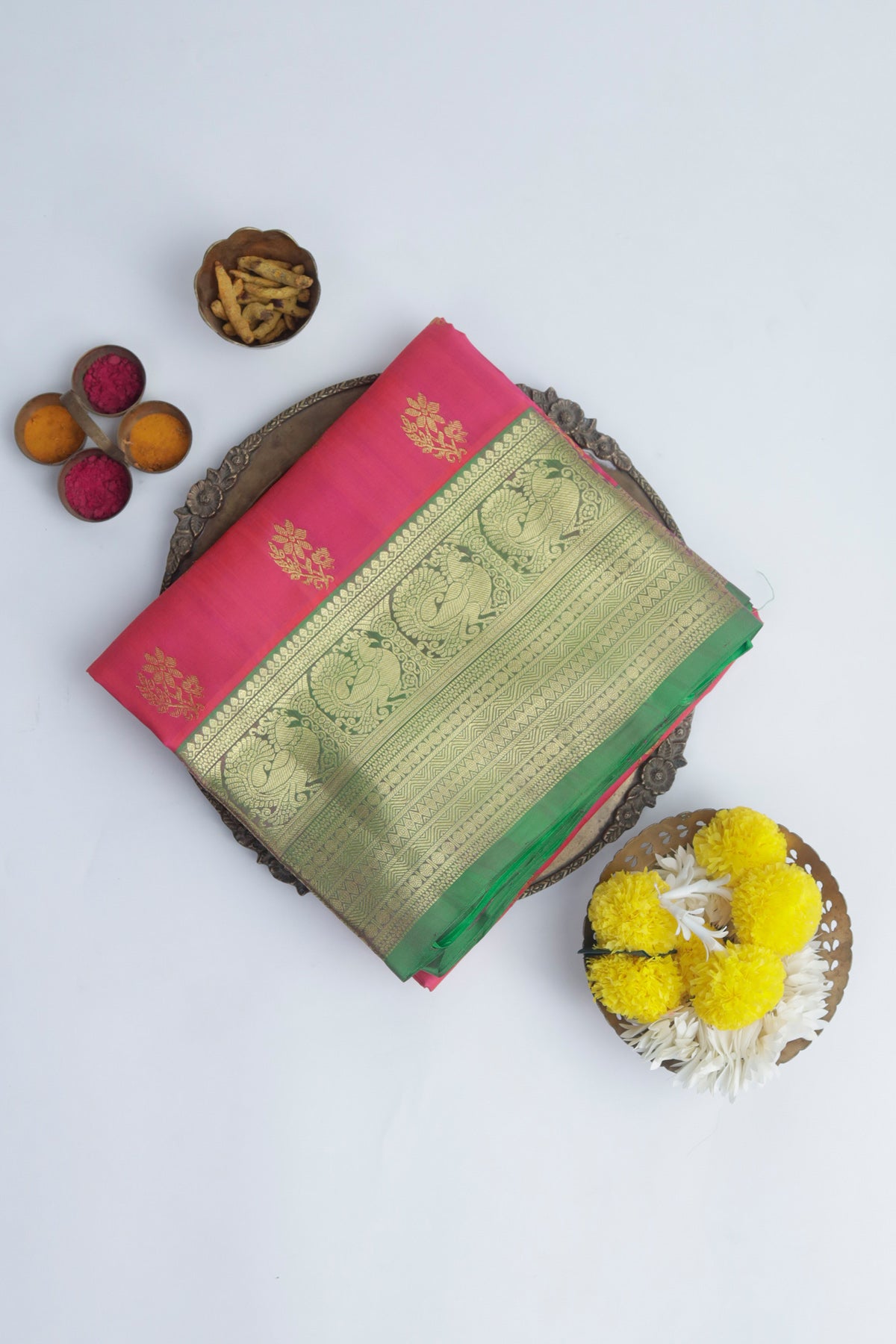 Venkatagiri Silk Peach Saree