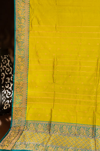 Banarasi Silk Buttis Yellow Saree