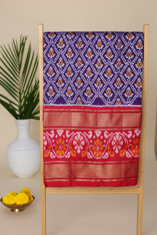 Ikat Silk Purple Saree