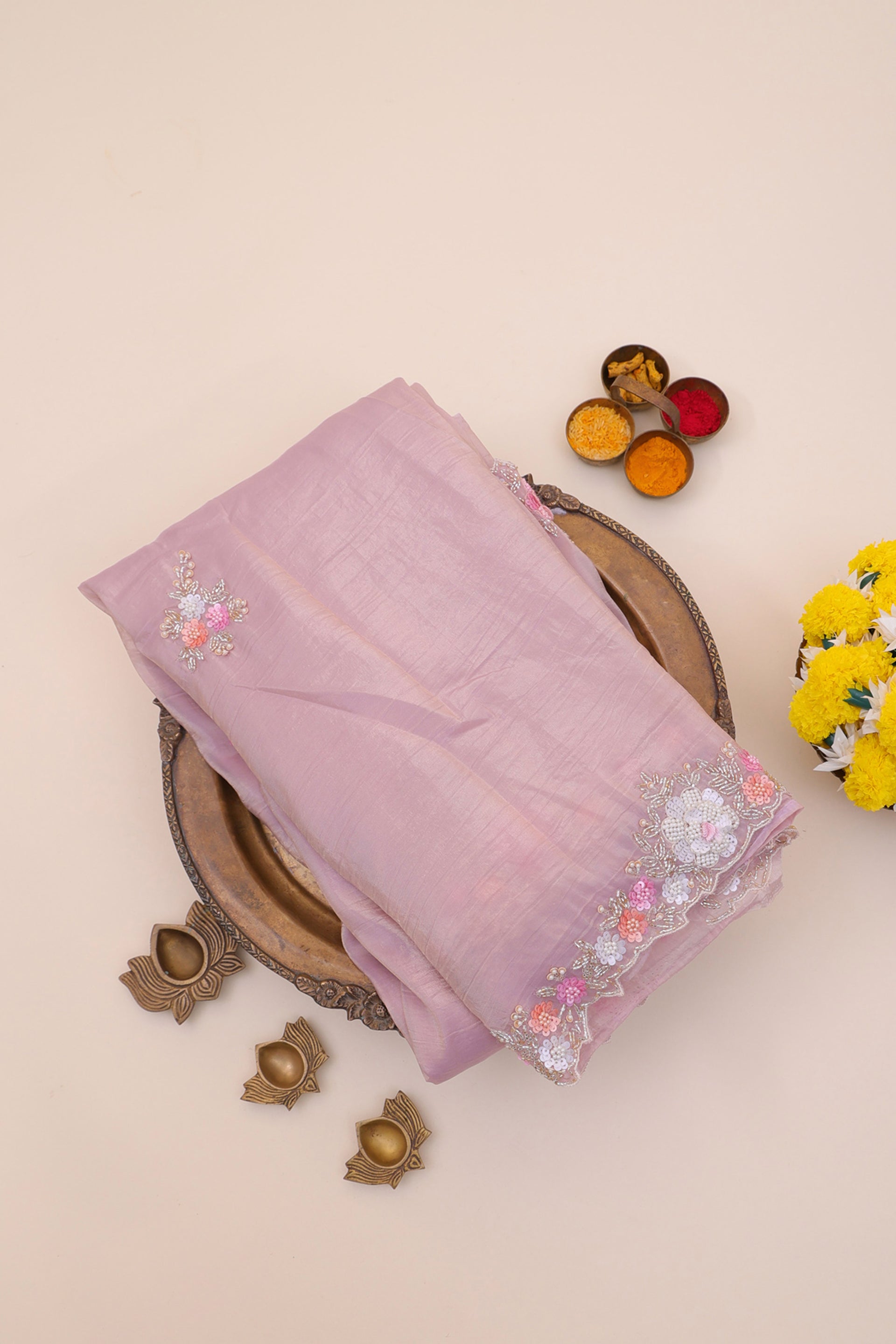 Designer Organza Onion Pink Saree