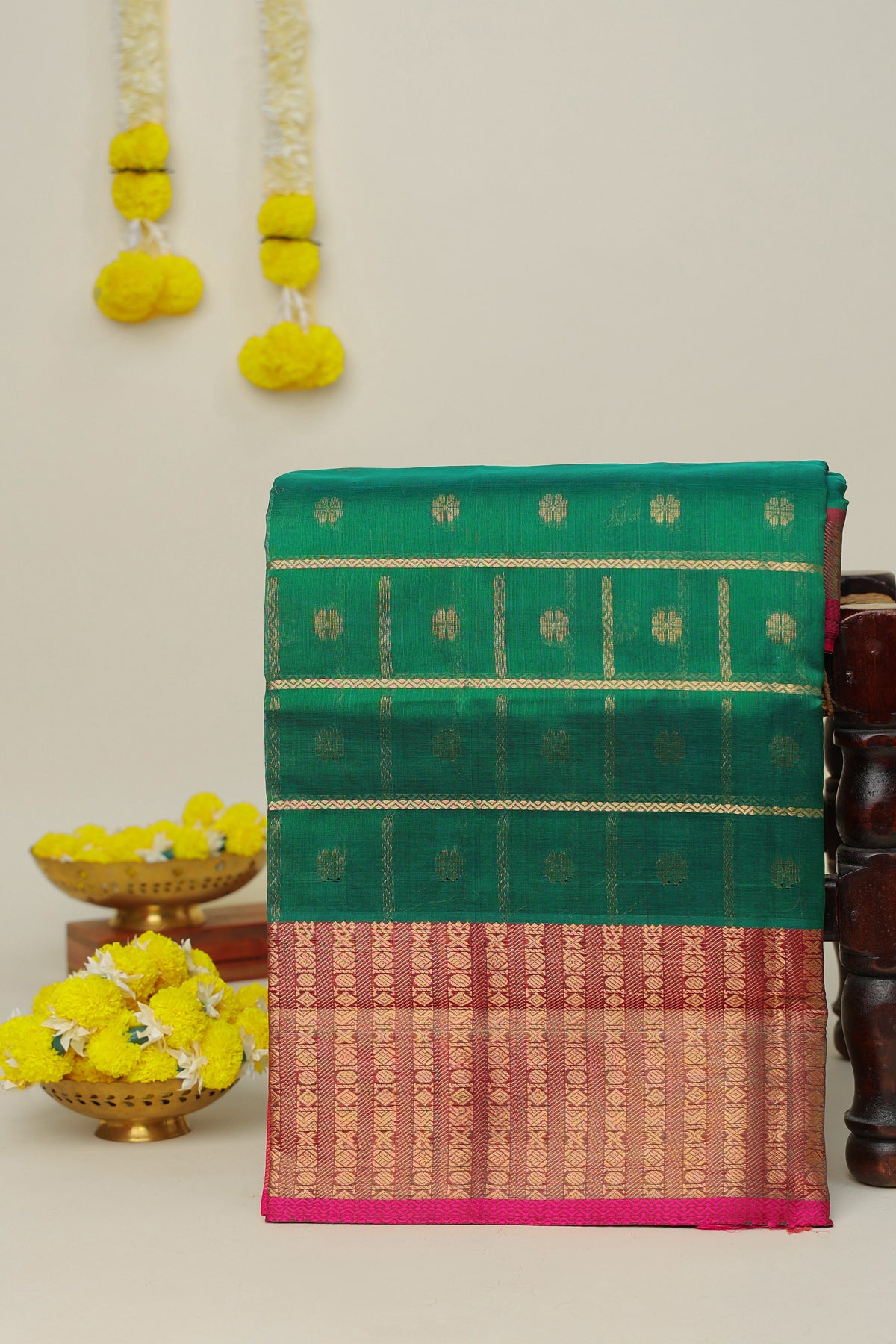 Kuppadam Sico Bottle Green Saree