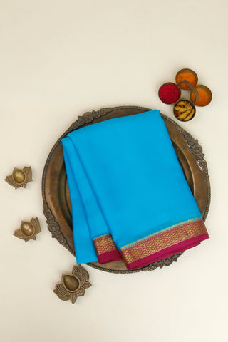 Mysore Crepe Sky Blue Saree