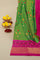 Ikat Silk Parrot Green Saree