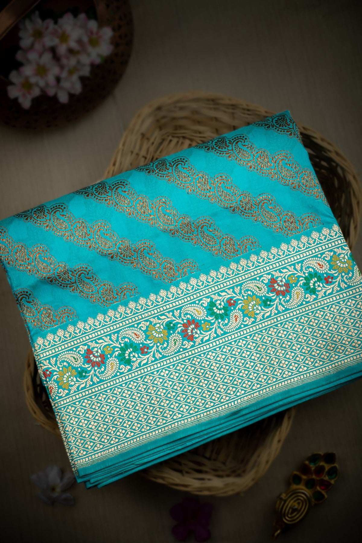 Banarasi Silk Sea Blue Saree