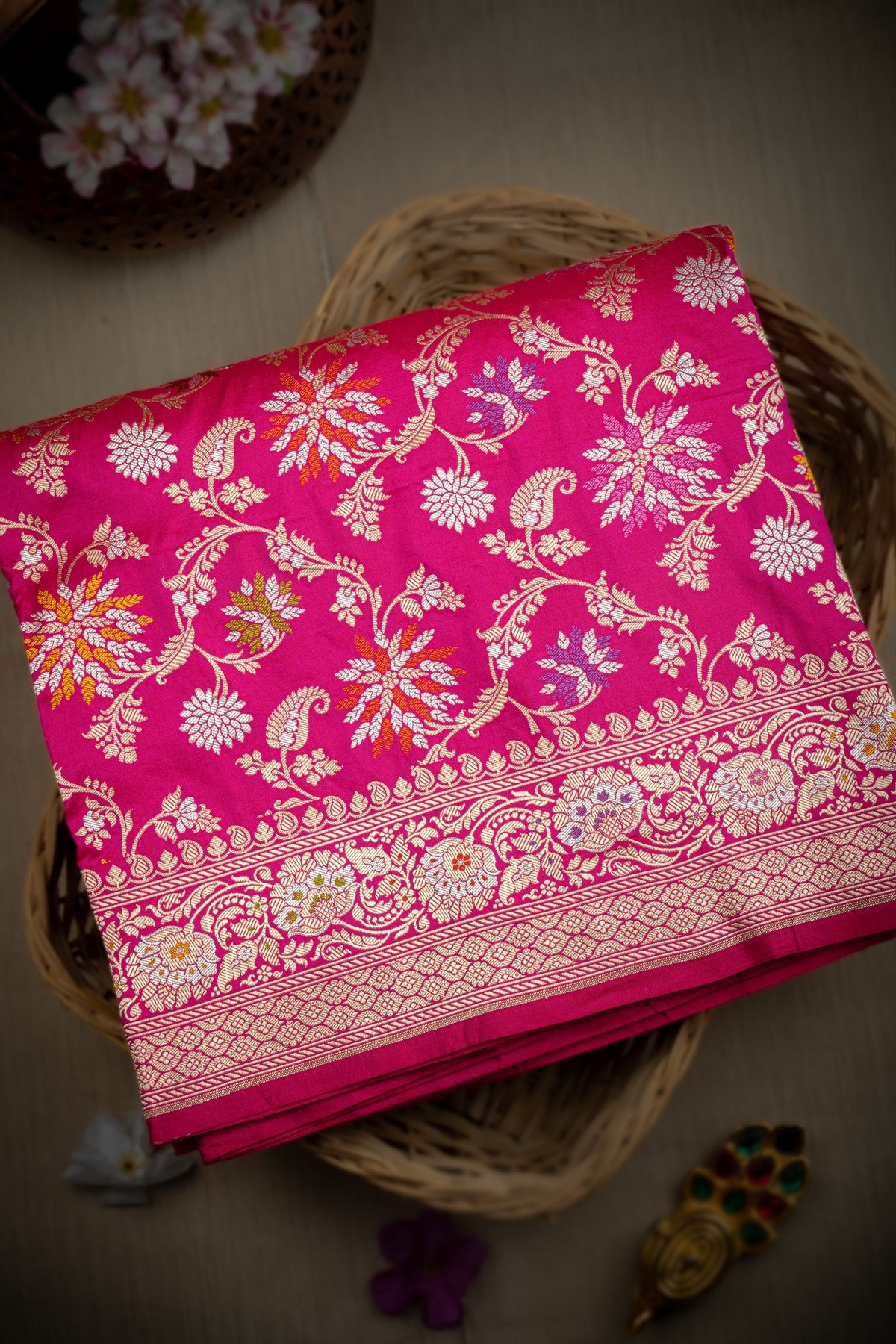 Banarasi Silk Rani Pink Saree