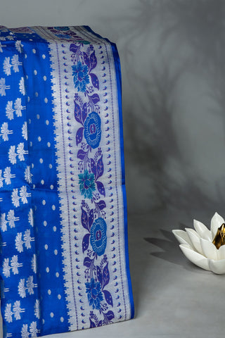Mandir Blue & Royal Blue Fancy Floral Buttis Saree