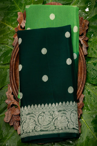 Mandir Parrot Green & Dark Green Fancy Buttis Saree