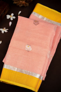 Varamahalakshmi Peach & Mustard Zari Kota Buttis Saree