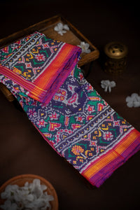 Mandir Multi-Colour & Purple Patan Patola Ikat Saree